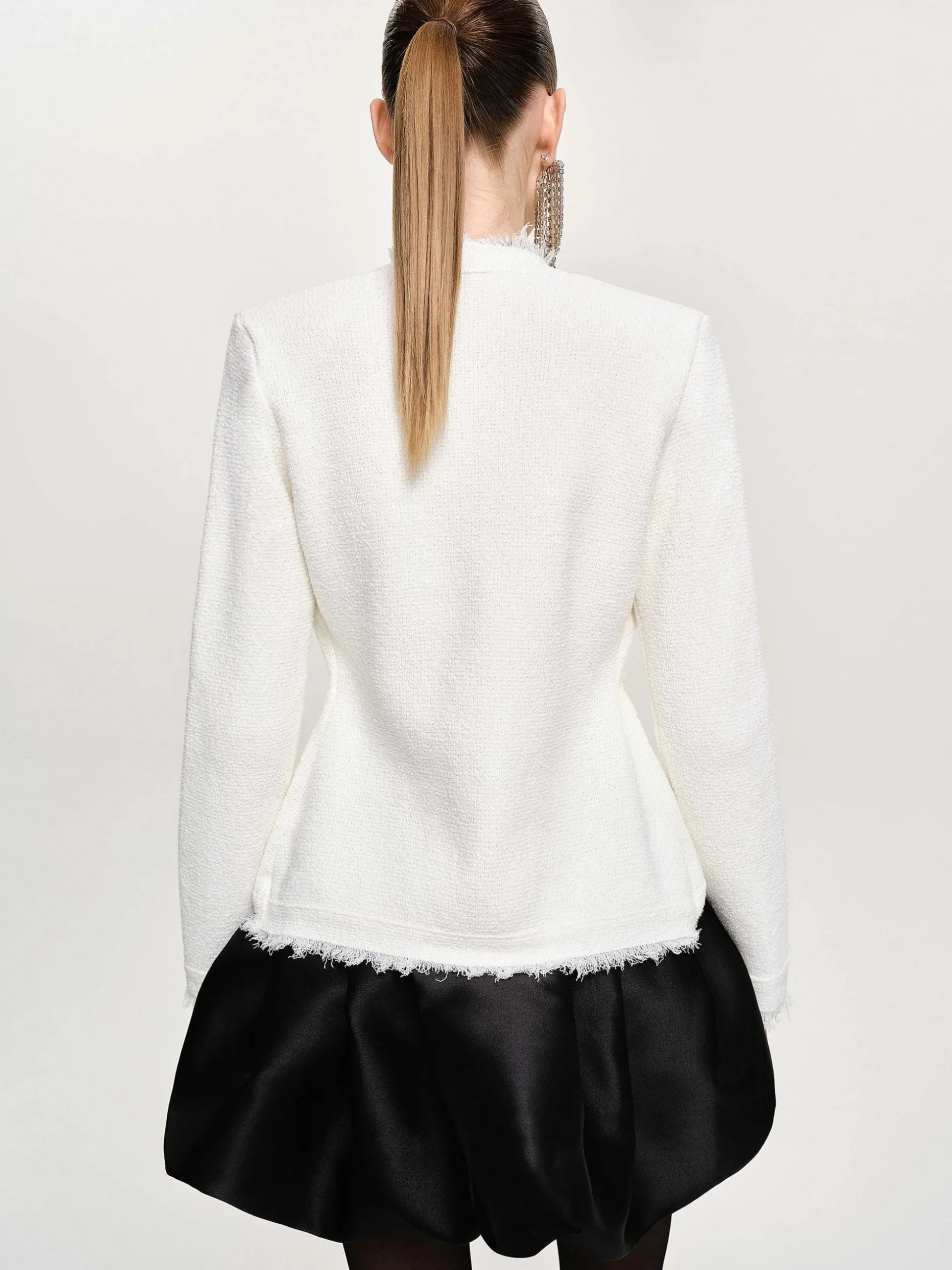 Women Source Unknown Accessories-Cinched Waist Cardigan, Natural White