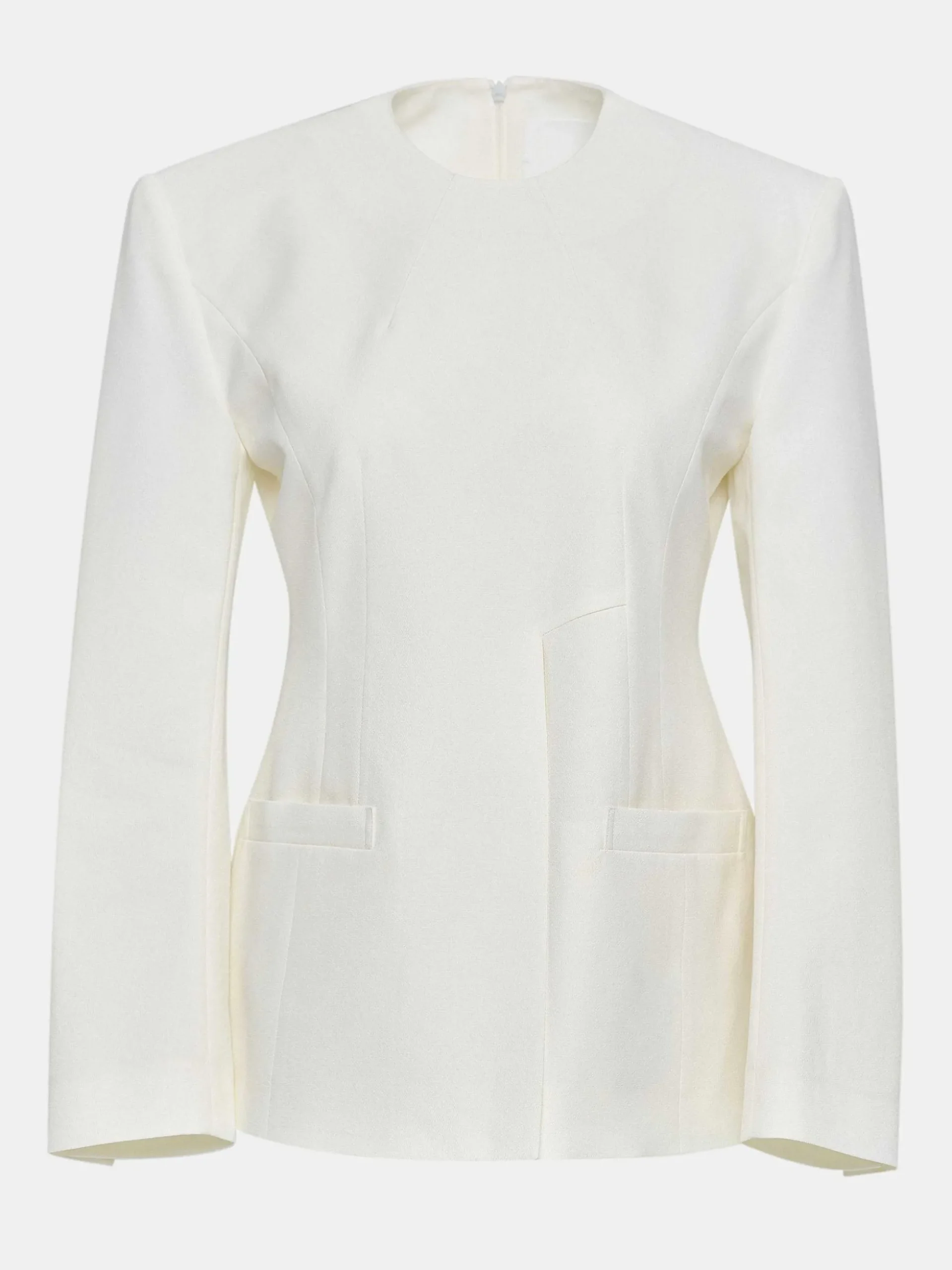 Women Source Unknown Accessories-Cinched Waist Split Jacket, Ivory
