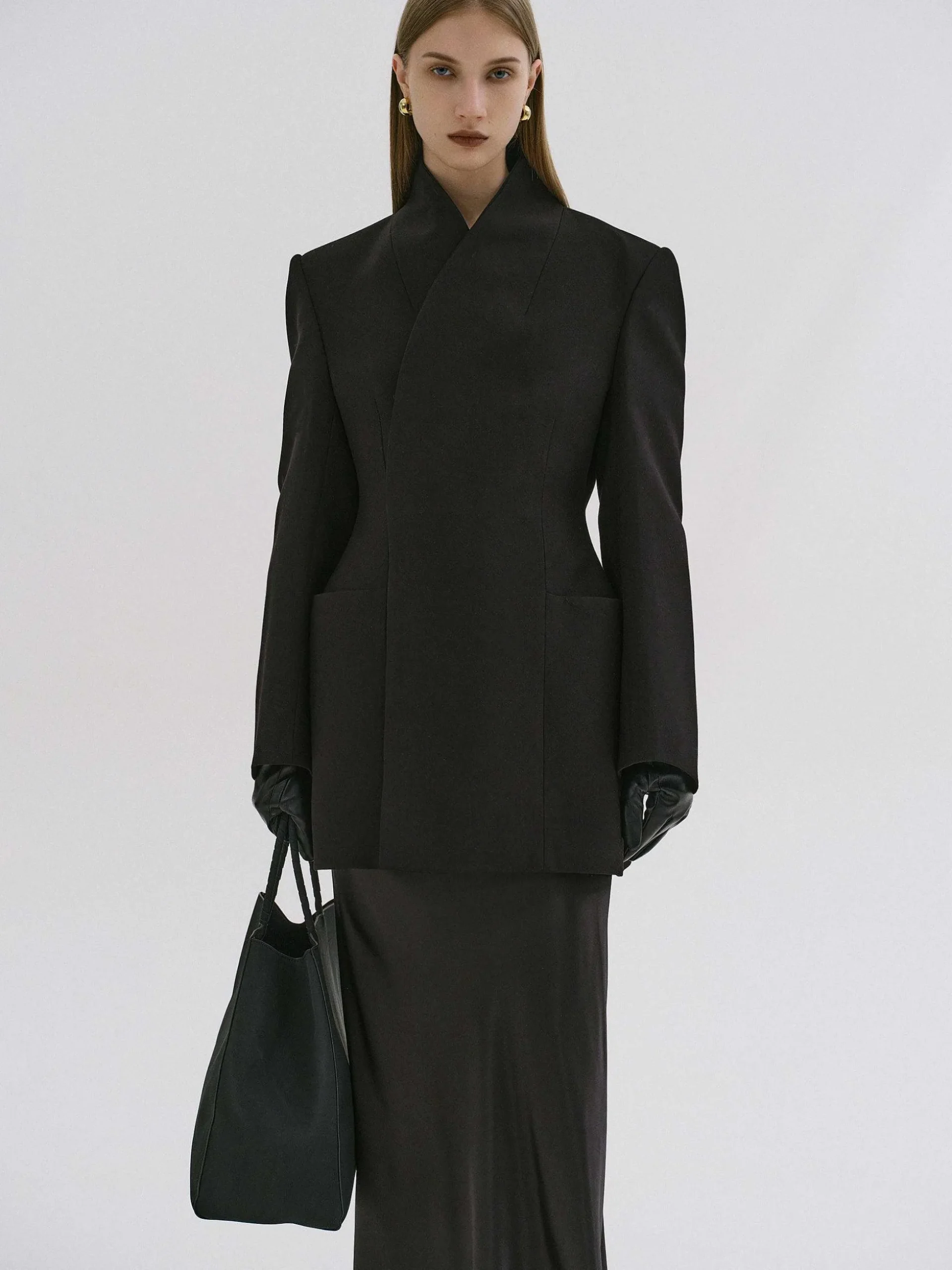 Women Source Unknown Clothing-Corrin Wrap Blazer, Black