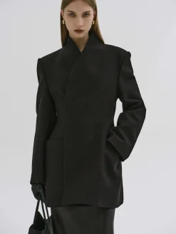 Women Source Unknown Clothing-Corrin Wrap Blazer, Black