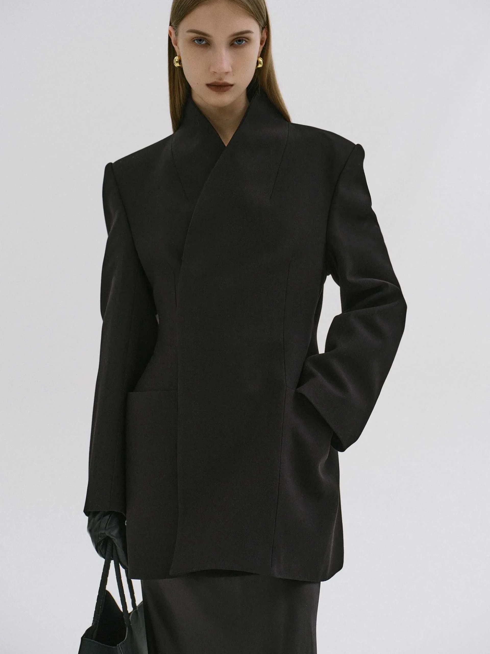 Women Source Unknown Clothing-Corrin Wrap Blazer, Black