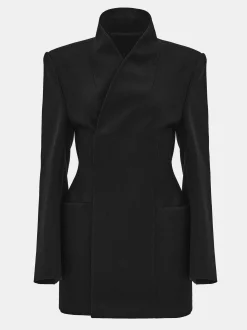 Women Source Unknown Clothing-Corrin Wrap Blazer, Black