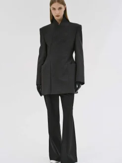 Women Source Unknown Clothing-Corrin Wrap Blazer, Charcoal