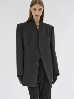 Women Source Unknown Clothing-Corrin Wrap Blazer, Charcoal
