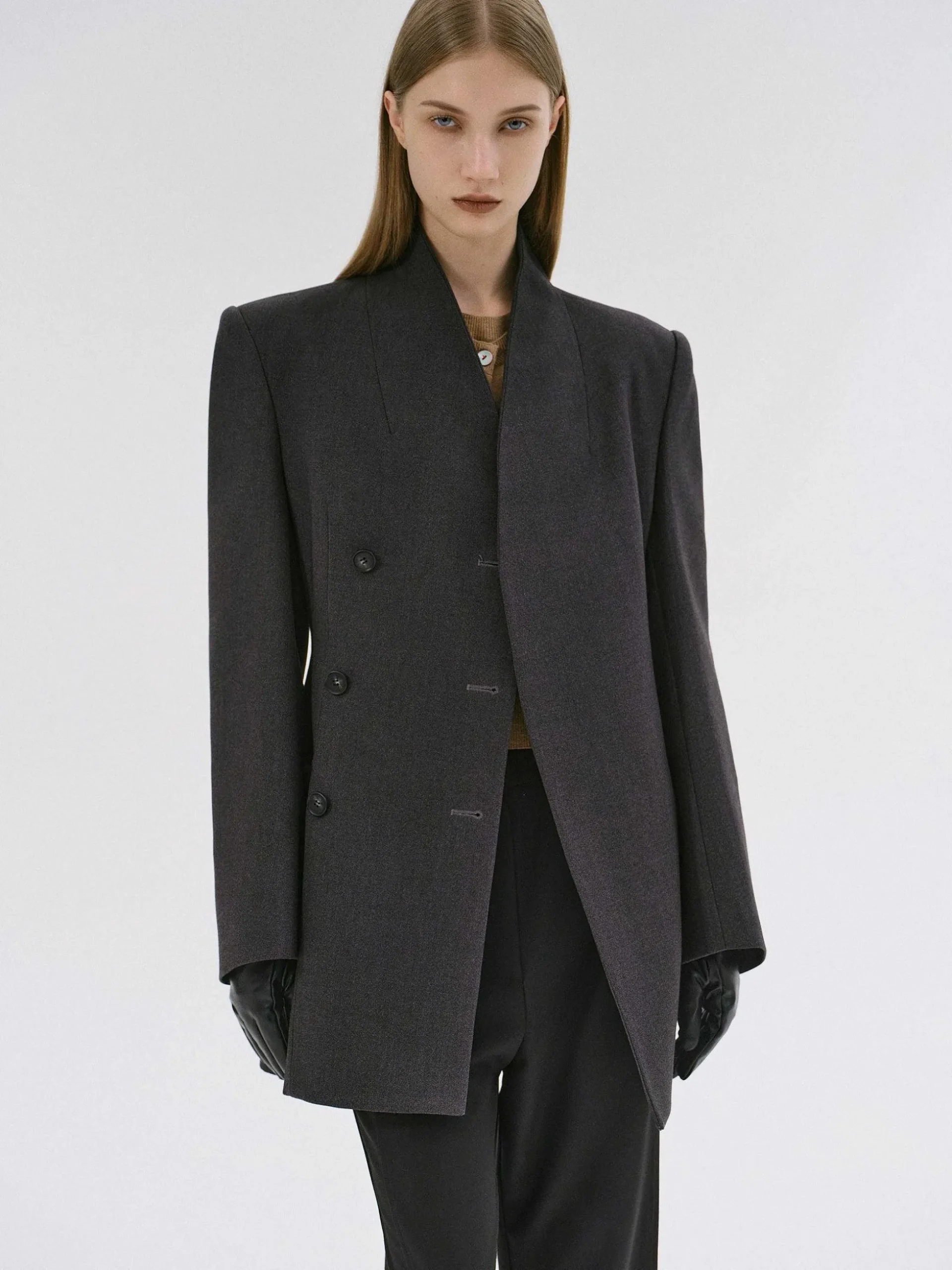 Women Source Unknown Clothing-Corrin Wrap Blazer, Charcoal