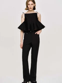 Women Source Unknown Bottoms-Creased Slim Trousers, Black