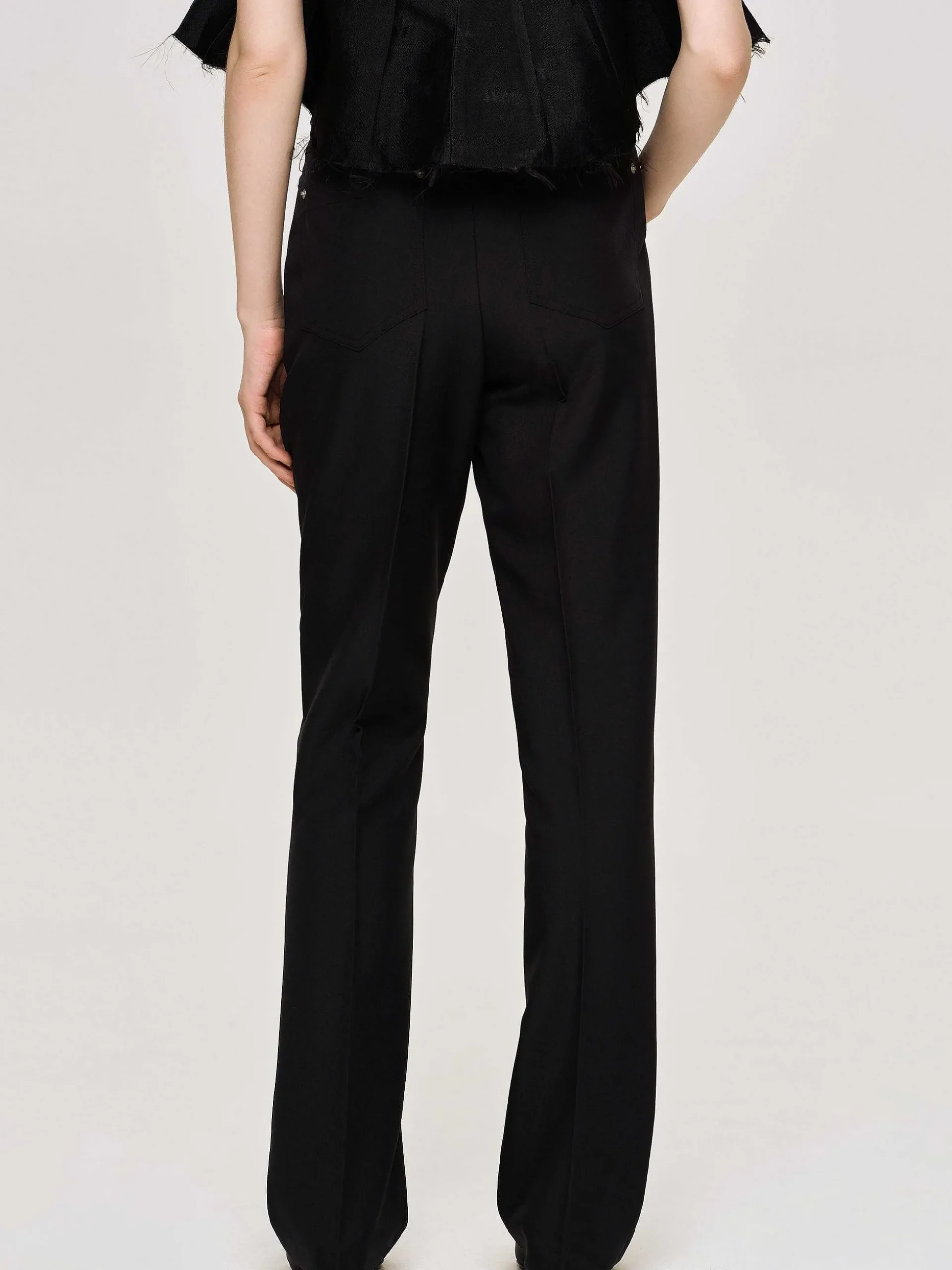 Women Source Unknown Bottoms-Creased Slim Trousers, Black