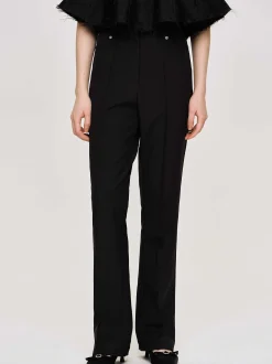 Women Source Unknown Bottoms-Creased Slim Trousers, Black