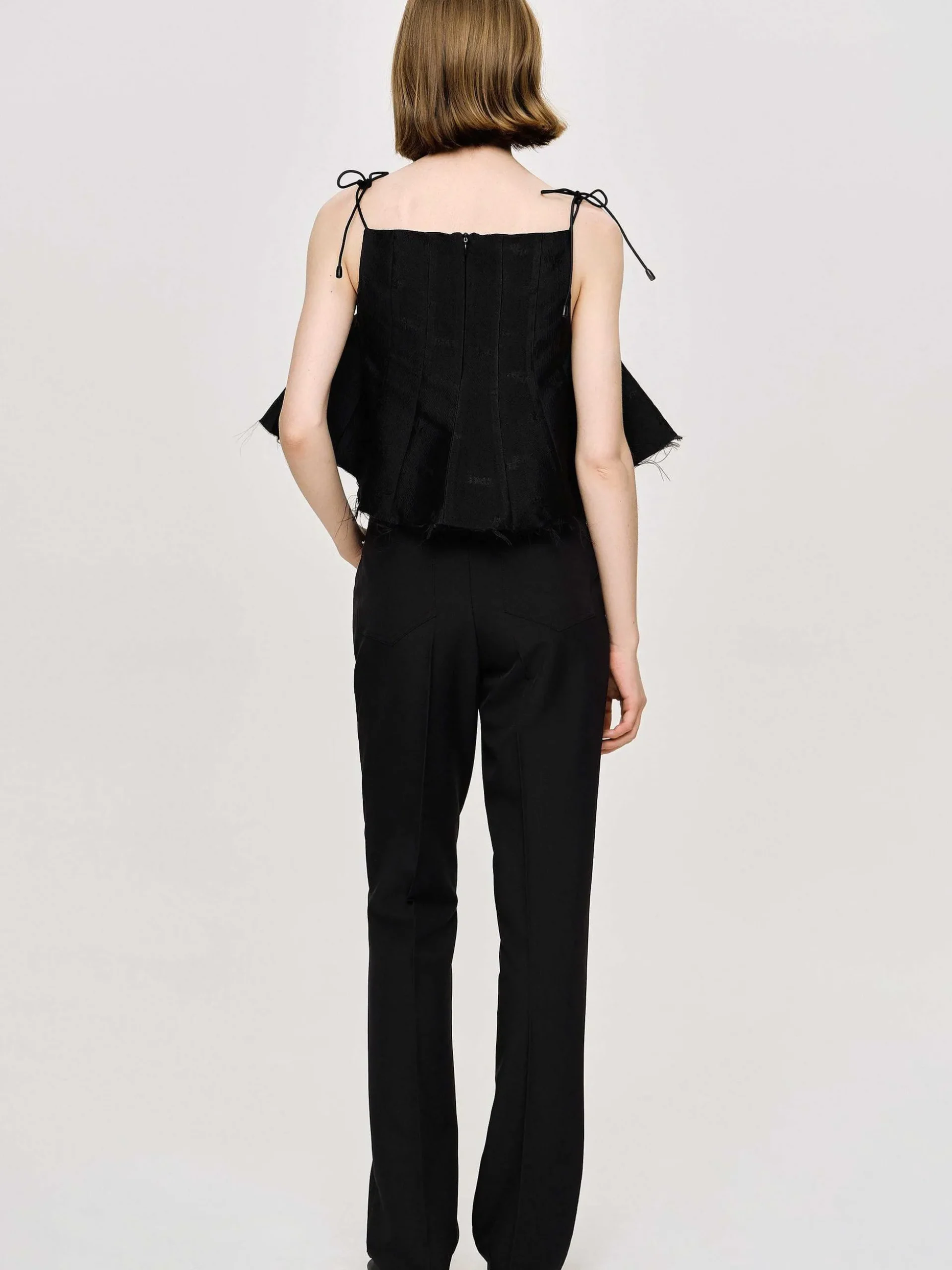 Women Source Unknown Clothing-Creased Slim Trousers, Black