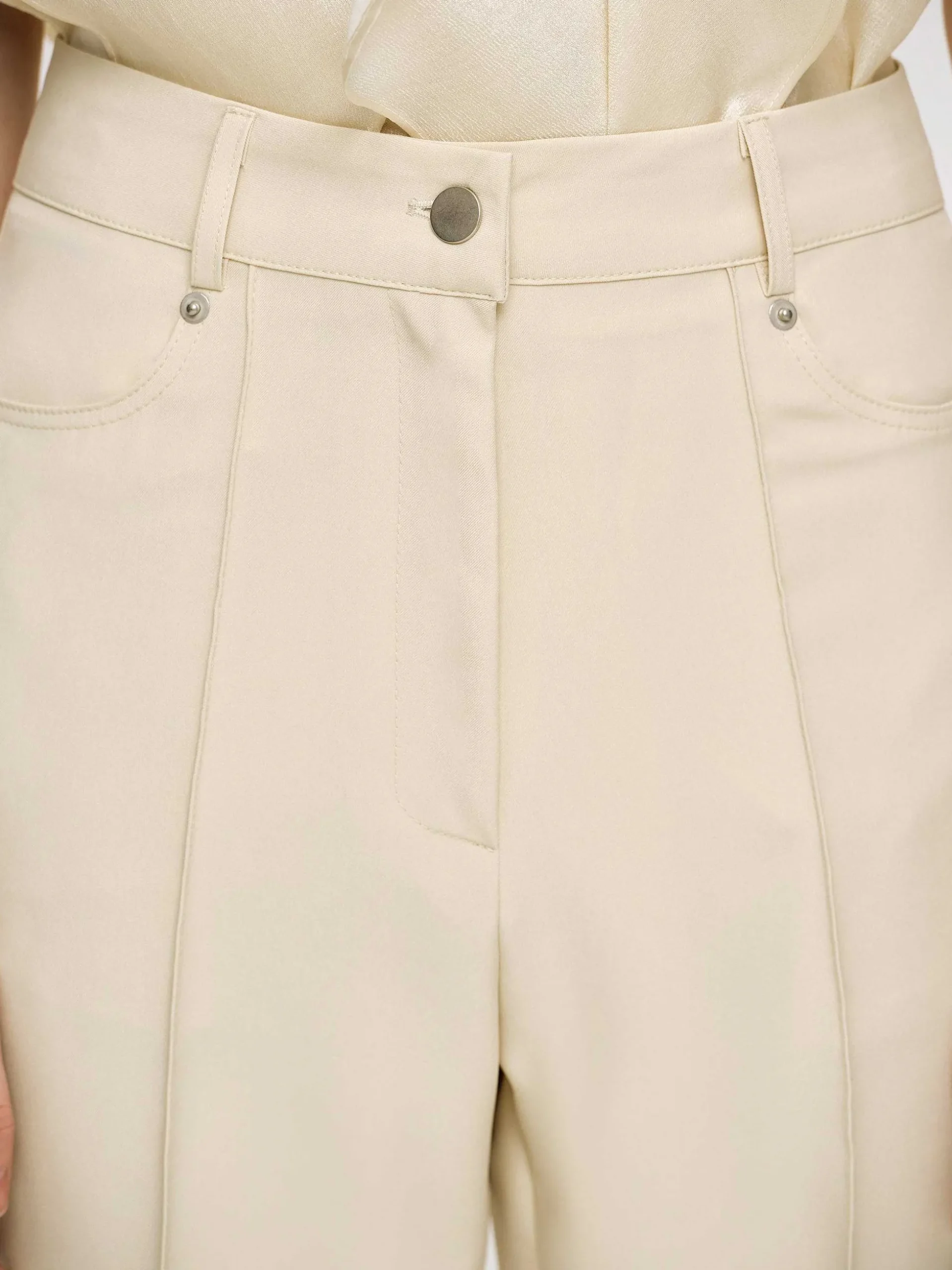 Women Source Unknown Bottoms-Creased Slim Trousers, Butter