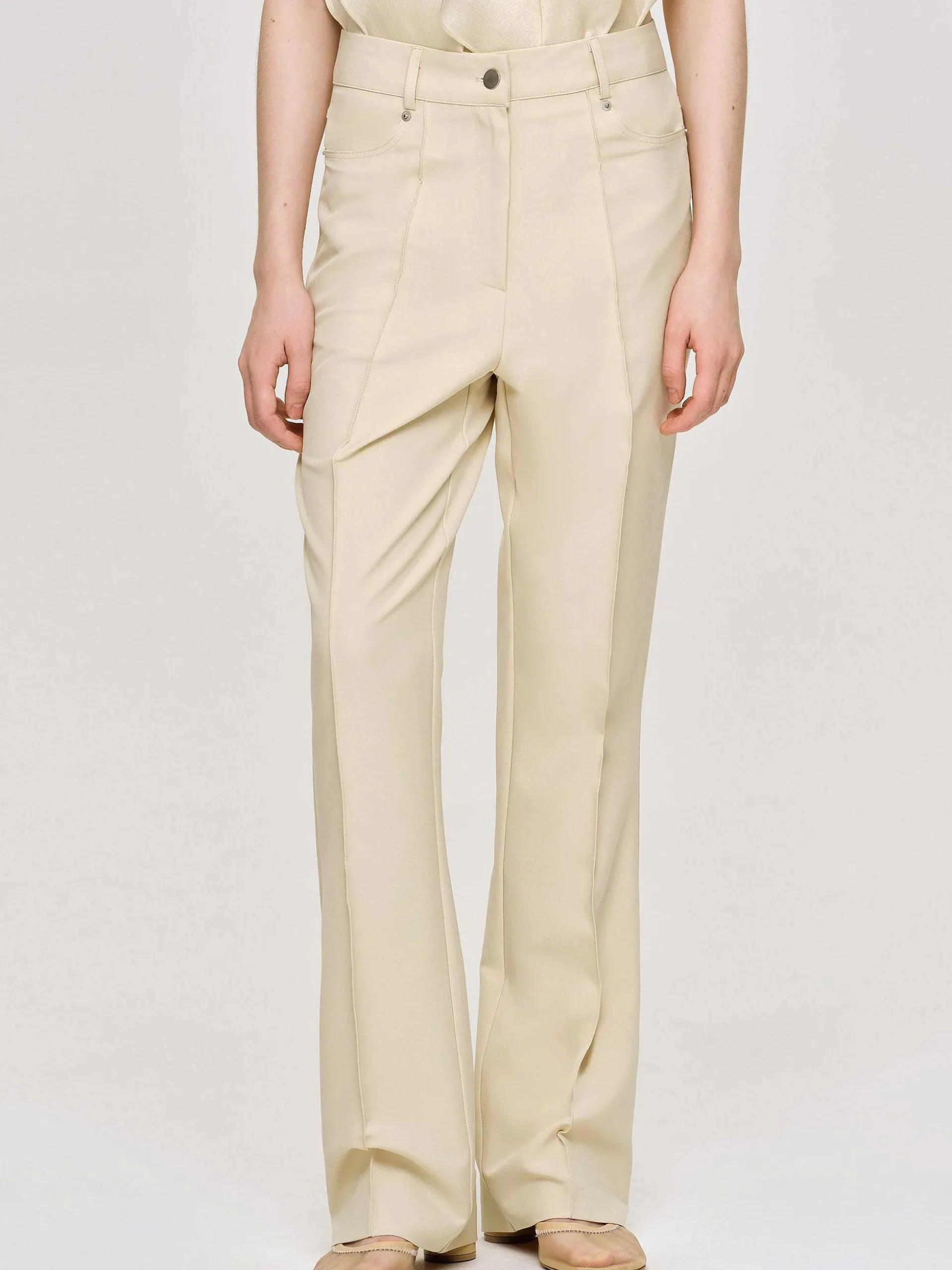 Women Source Unknown Bottoms-Creased Slim Trousers, Butter