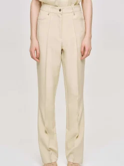 Women Source Unknown Bottoms-Creased Slim Trousers, Butter