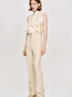 Women Source Unknown Clothing-Creased Slim Trousers, Butter