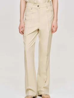 Women Source Unknown Clothing-Creased Slim Trousers, Butter