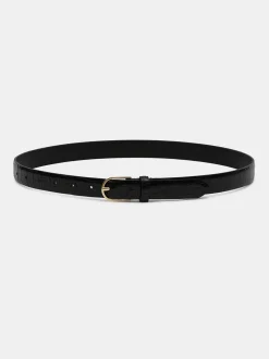 Women Source Unknown Accessories-Croc-Effect Belt, Black