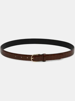 Women Source Unknown Accessories-Croc-Effect Belt, Brown