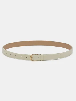 Women Source Unknown Clothing-Croc-Effect Belt, Ivory