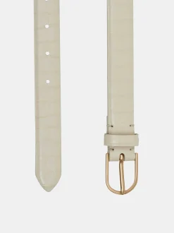 Women Source Unknown Accessories-Croc-Effect Belt, Ivory