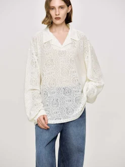 Women Source Unknown Accessories-Crochet Collar Top, Ivory