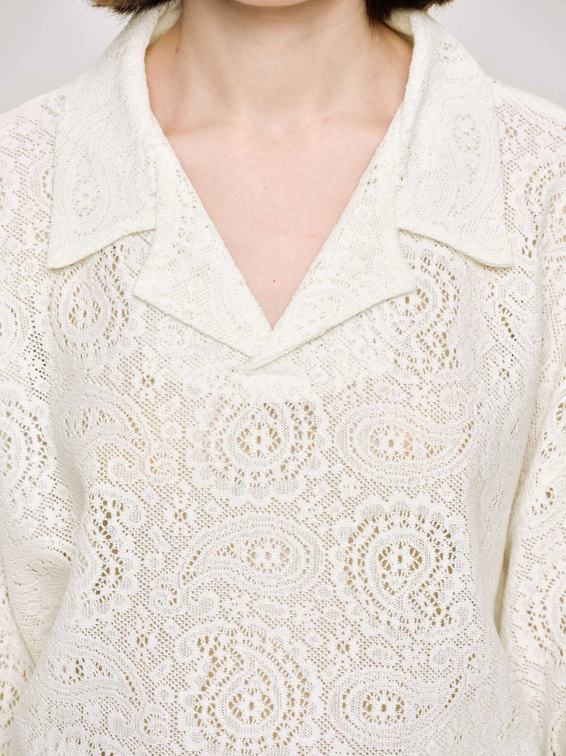 Women Source Unknown Accessories-Crochet Collar Top, Ivory