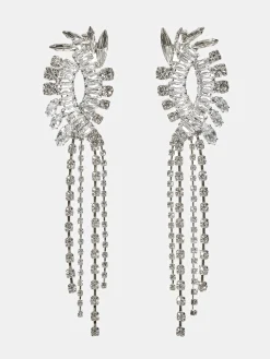 Women Source Unknown Clothing-Crystal Drop Earrings, Silver