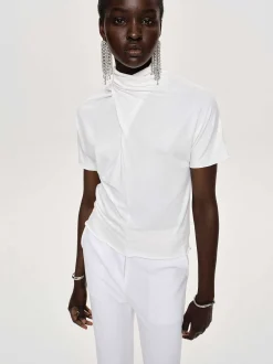 Women Source Unknown Tops-Daye Cross Neck T-Shirt, White