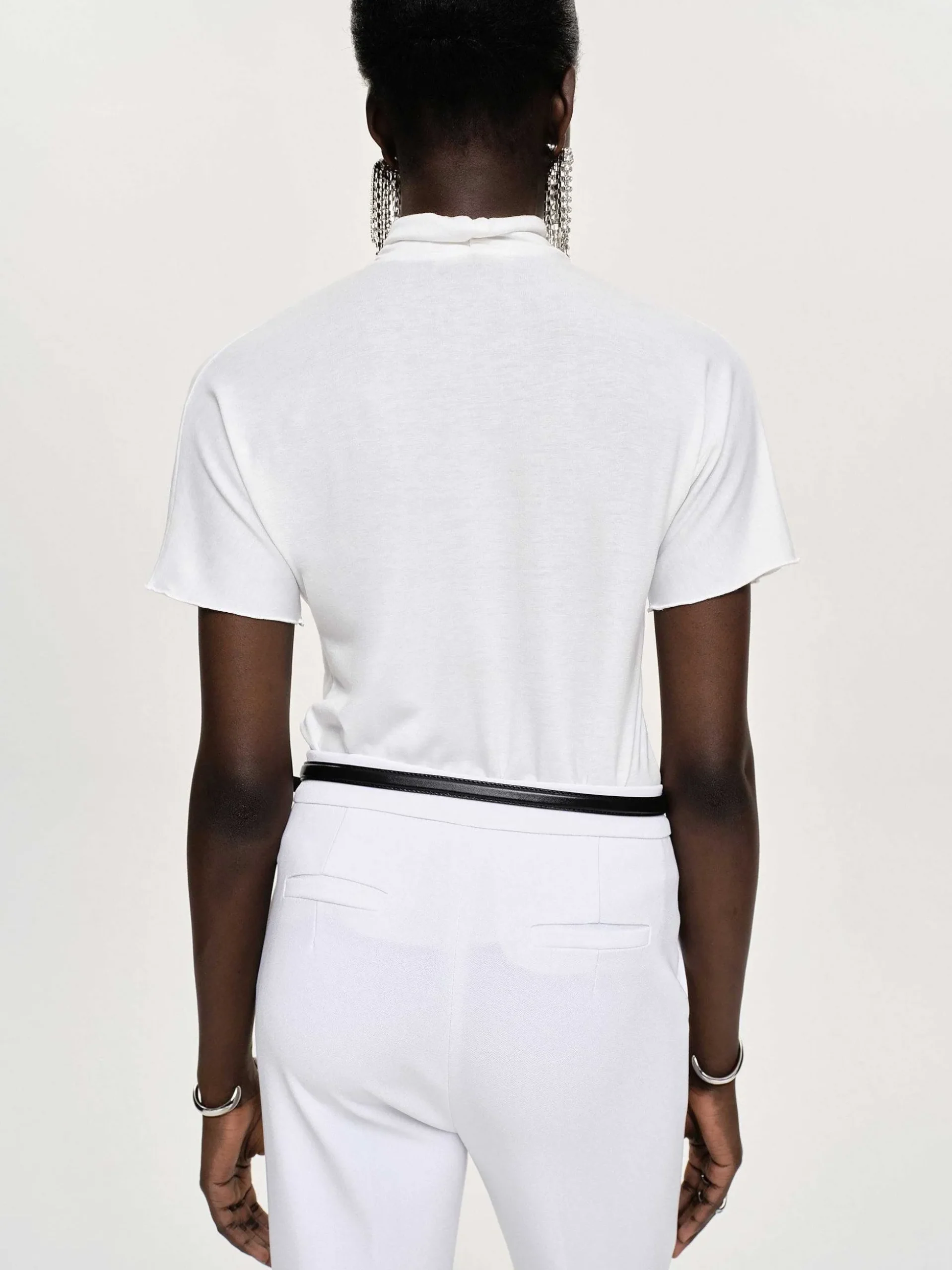 Women Source Unknown Clothing-Daye Cross Neck T-Shirt, White