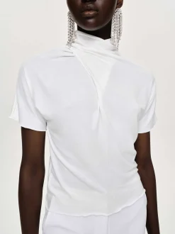 Women Source Unknown Clothing-Daye Cross Neck T-Shirt, White