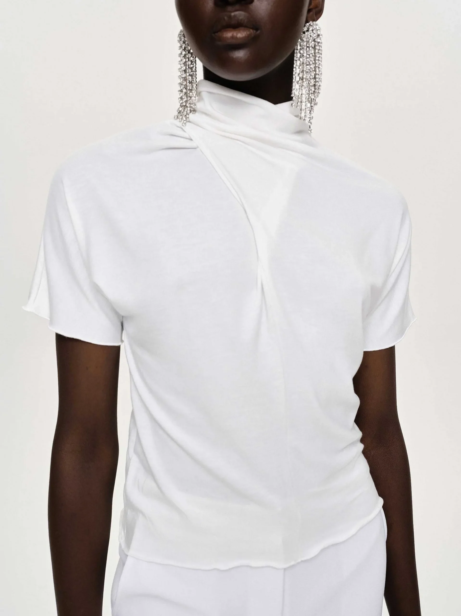 Women Source Unknown Clothing-Daye Cross Neck T-Shirt, White