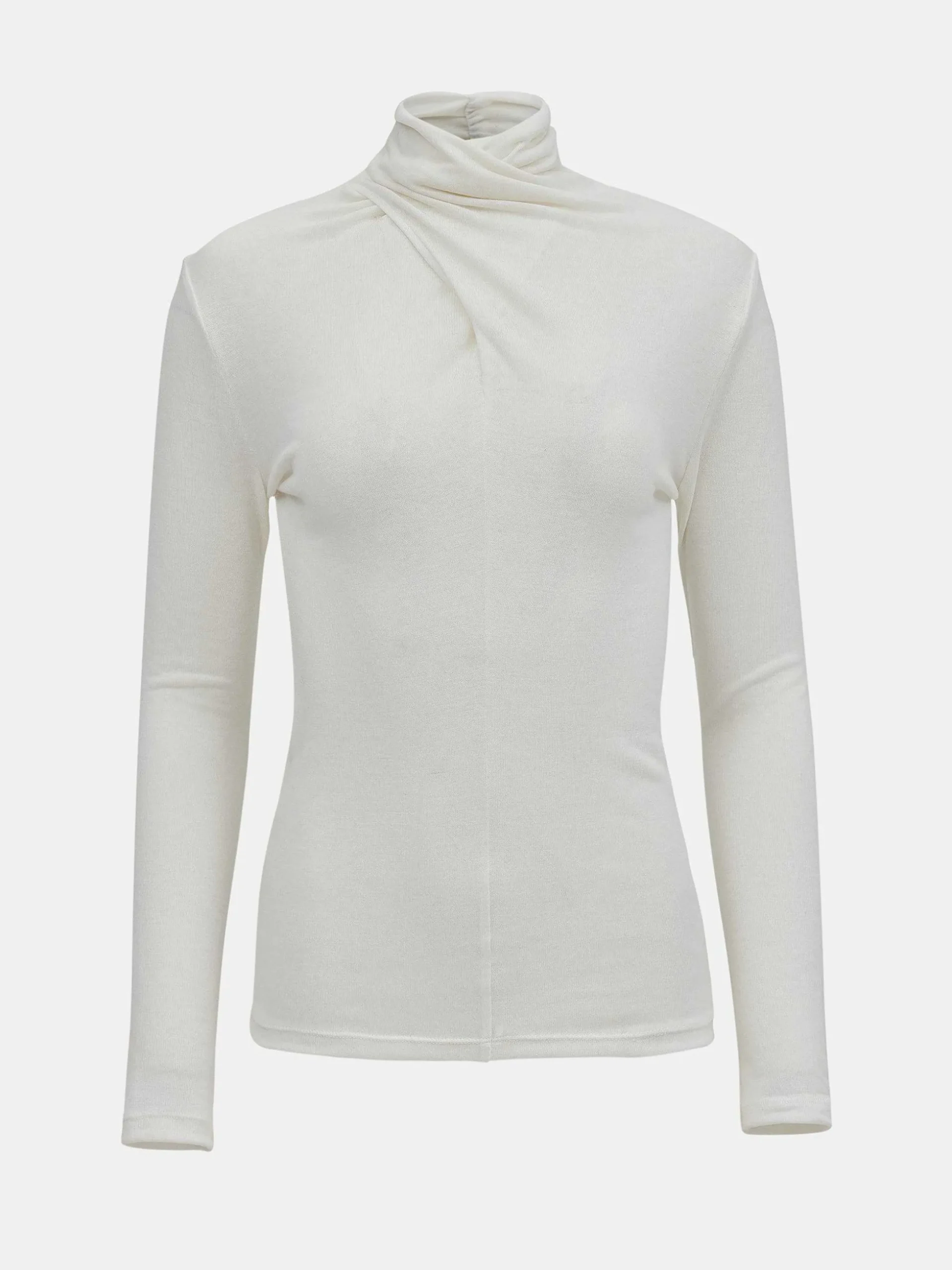 Women Source Unknown Clothing-Daye Cross Neck Wool T-Shirt, White