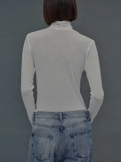 Women Source Unknown Clothing-Daye Cross Neck Wool T-Shirt, White