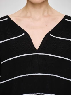 Women Source Unknown Knitwear-Deep V-Neck Sweater, Black