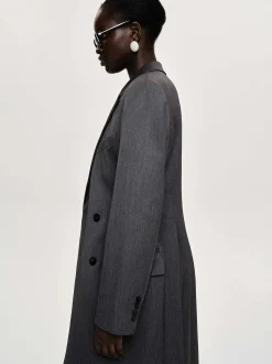 Women Source Unknown Clothing-Delphina Long Hourglass Coat, Charcoal