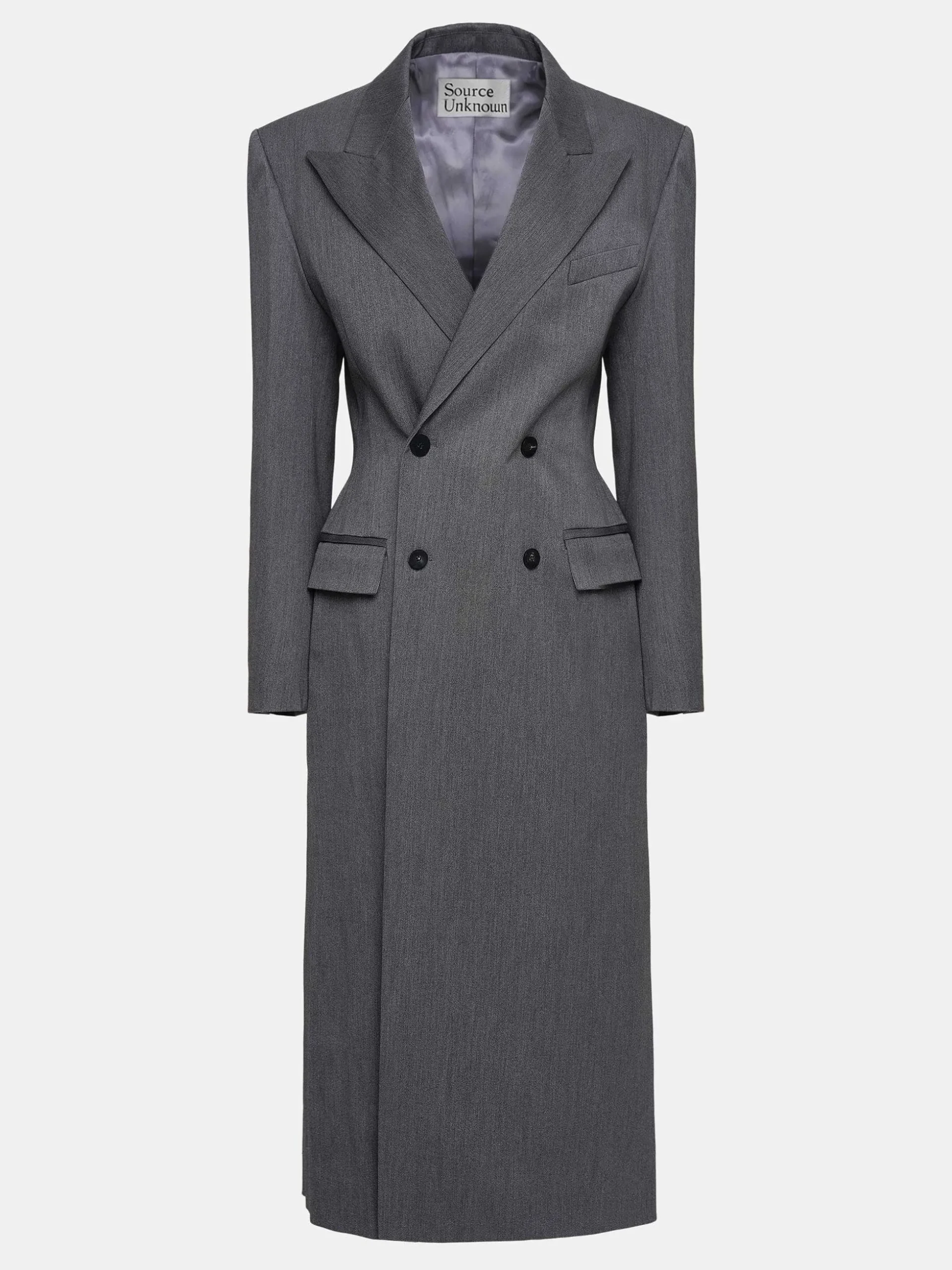Women Source Unknown Clothing-Delphina Long Hourglass Coat, Charcoal