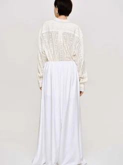 Women Source Unknown Clothing-Dhanila Floor-Length Linen Skirt, Optic White