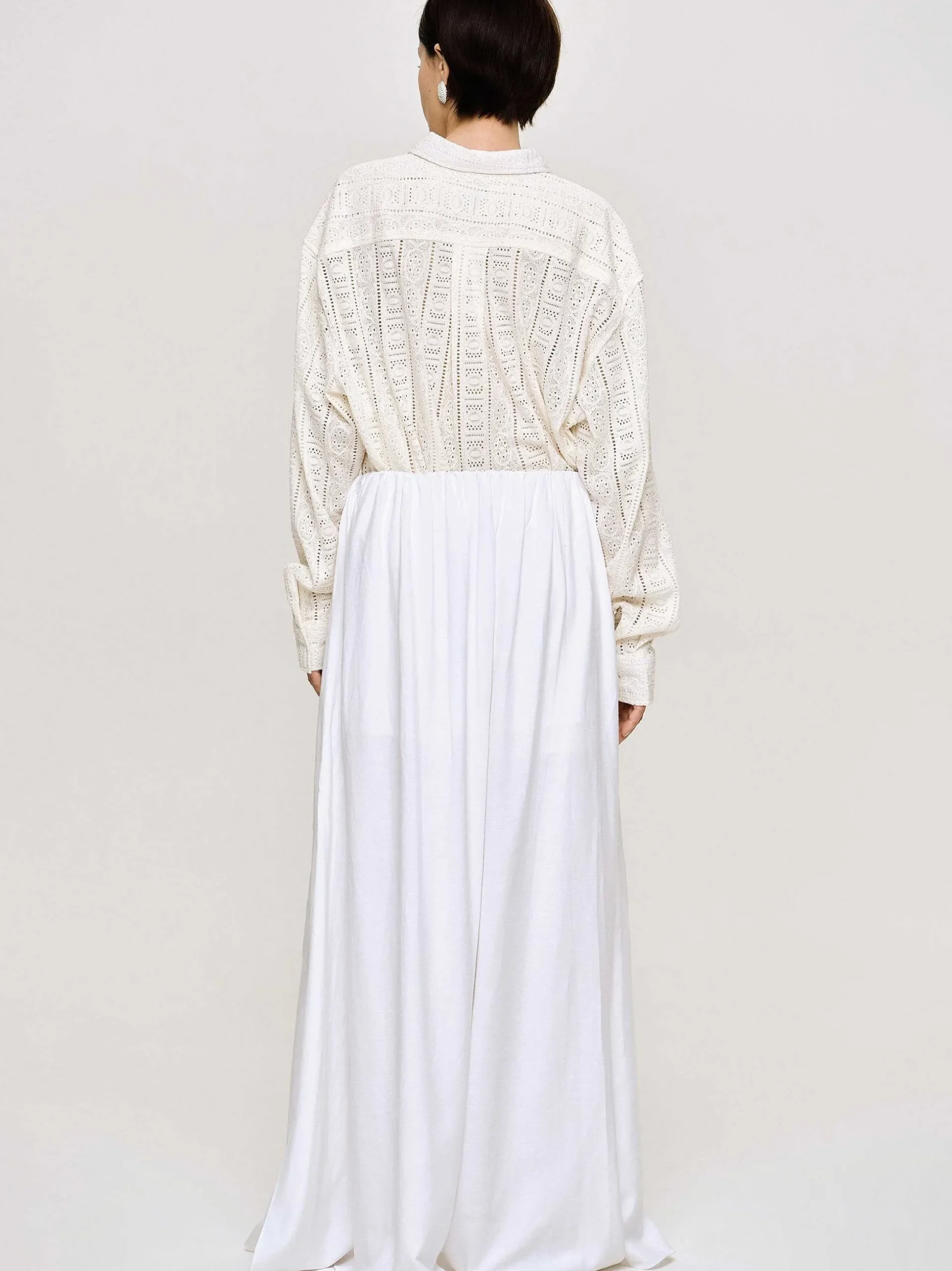 Women Source Unknown Clothing-Dhanila Floor-Length Linen Skirt, Optic White