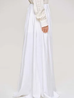 Women Source Unknown Clothing-Dhanila Floor-Length Linen Skirt, Optic White