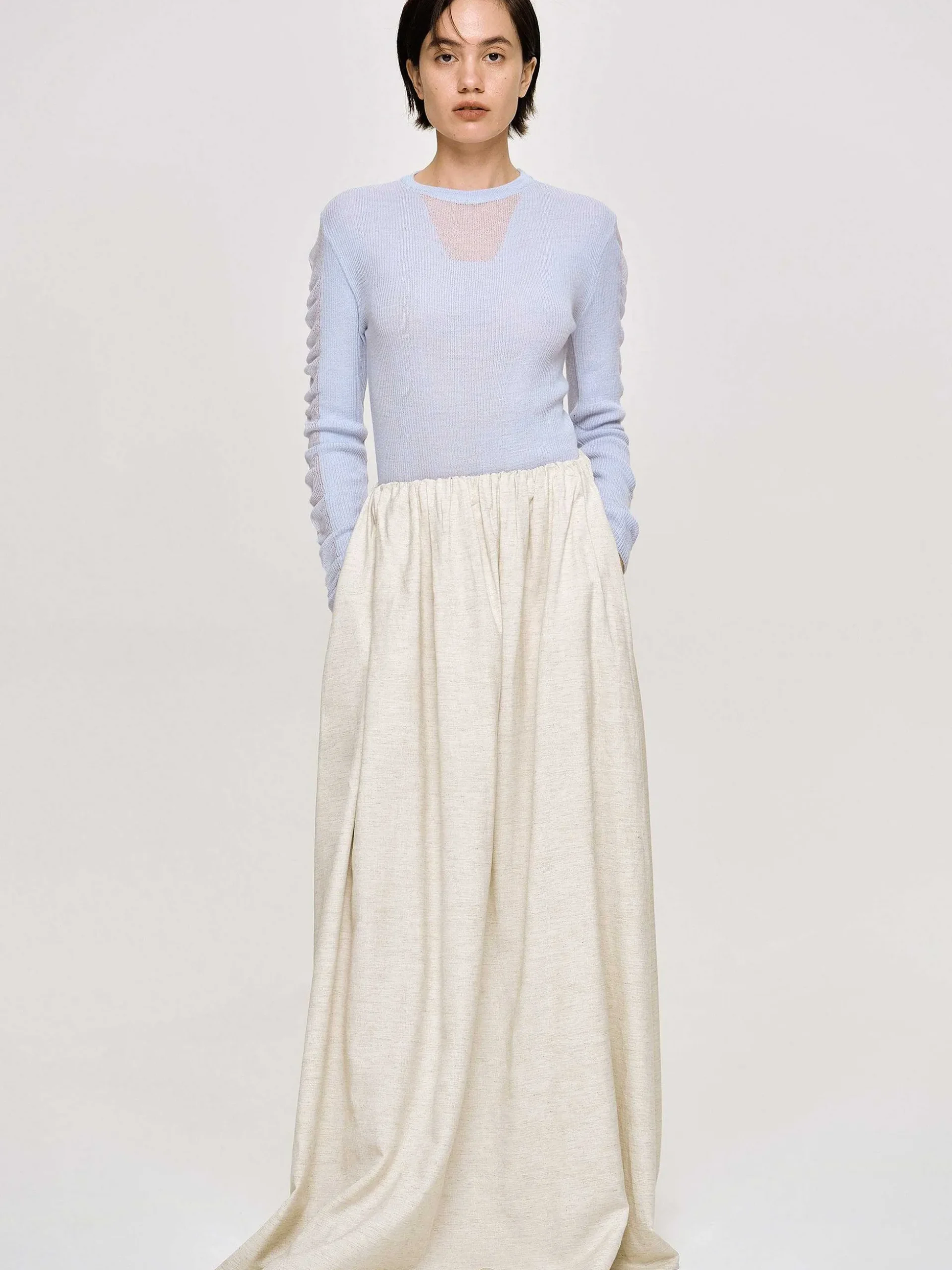Women Source Unknown Bottoms-Dhanila Floor-Length Linen Skirt, Natural