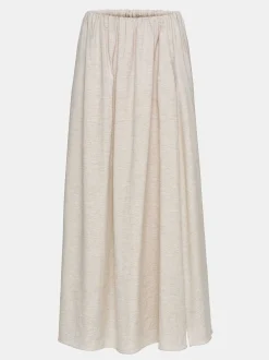 Women Source Unknown Clothing-Dhanila Floor-Length Linen Skirt, Natural