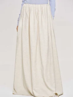 Women Source Unknown Clothing-Dhanila Floor-Length Linen Skirt, Natural