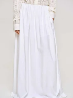 Women Source Unknown Bottoms-Dhanila Floor-Length Linen Skirt, Optic White