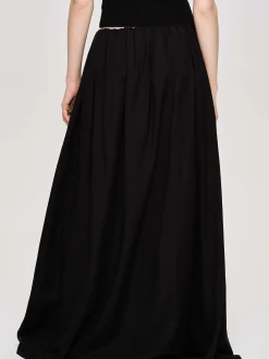 Women Source Unknown Bottoms-Dhanila Floor-Length Linen Skirt, Black