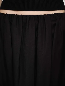 Women Source Unknown Clothing-Dhanila Floor-Length Linen Skirt, Black