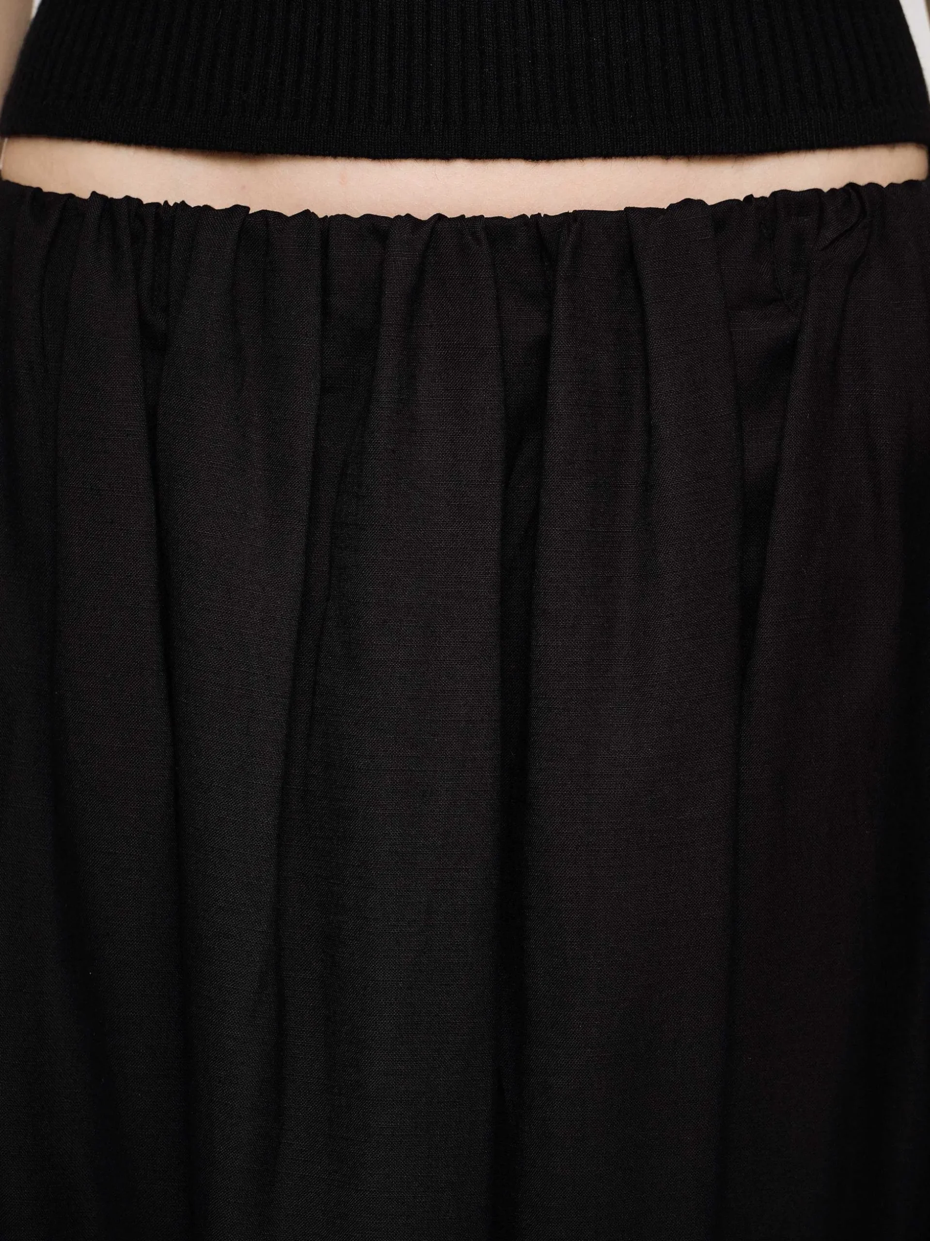 Women Source Unknown Clothing-Dhanila Floor-Length Linen Skirt, Black