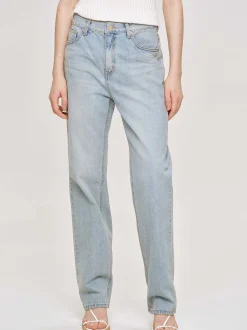 Women Source Unknown Denim-Distressed Straight Jeans, Light Vintage Blue