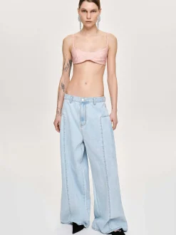 Women Source Unknown Denim-Double Side Oversized Jeans, Light Blue
