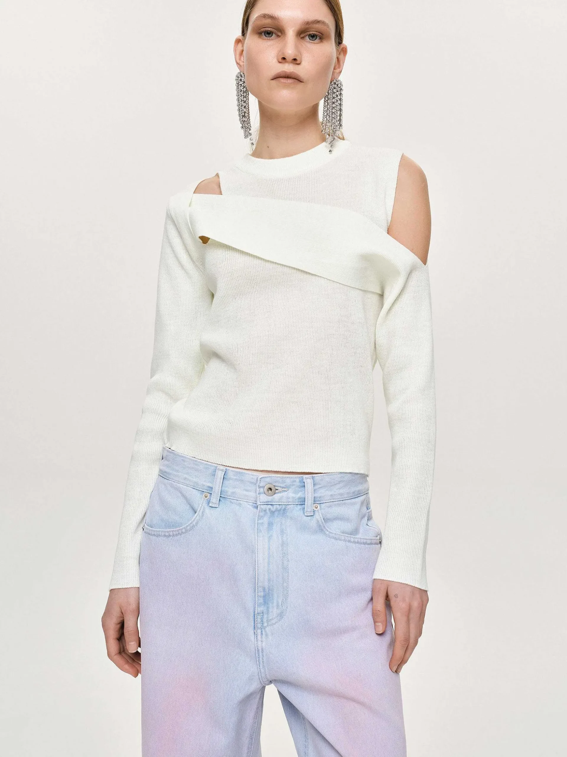 Women Source Unknown Knitwear-Draped Cut-Out Knit, White
