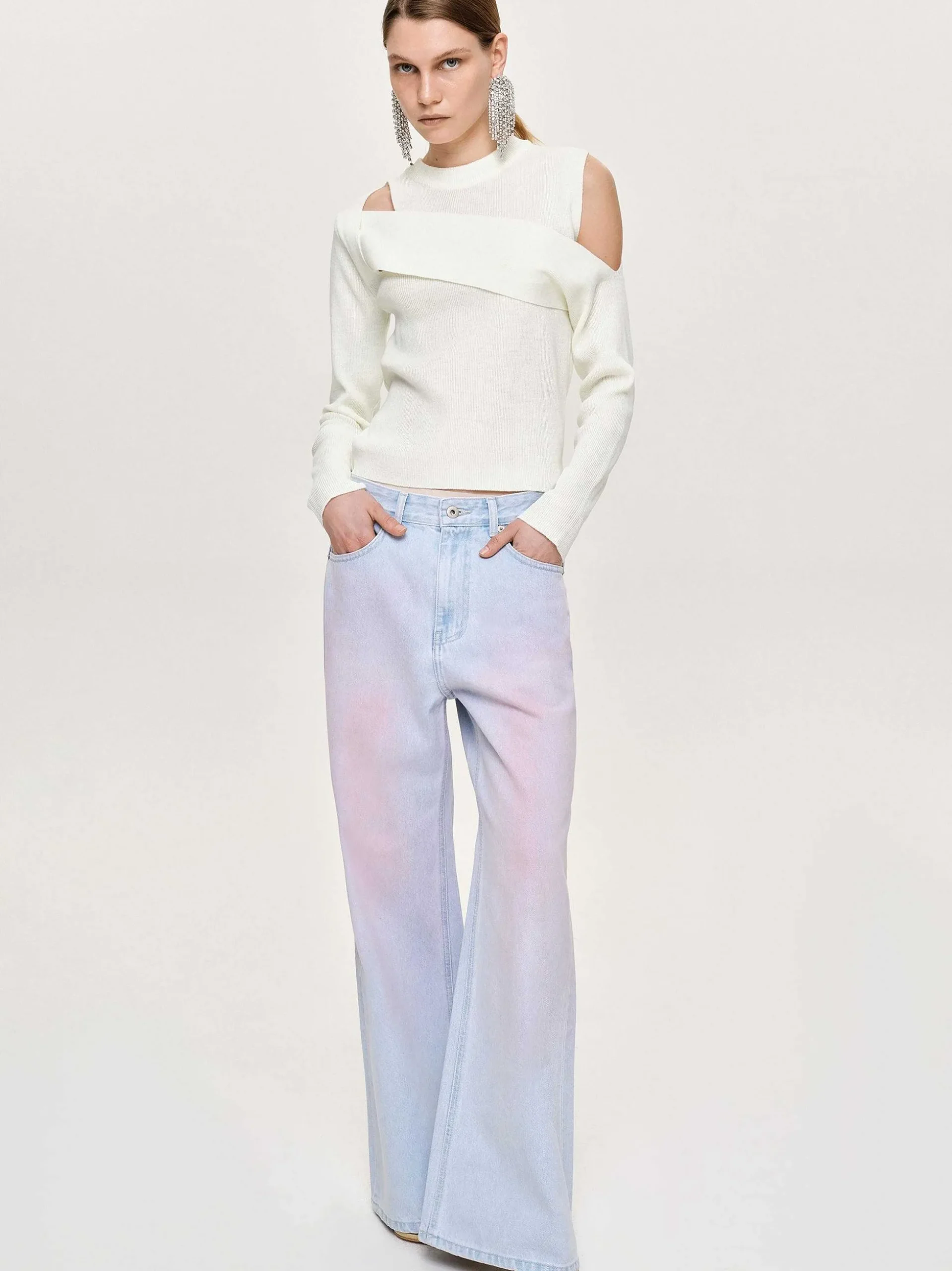 Women Source Unknown Clothing-Draped Cut-Out Knit, White