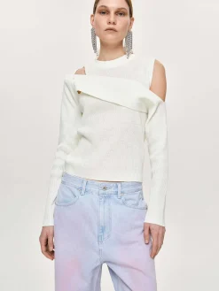 Women Source Unknown Clothing-Draped Cut-Out Knit, White