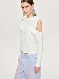 Women Source Unknown Clothing-Draped Cut-Out Knit, White
